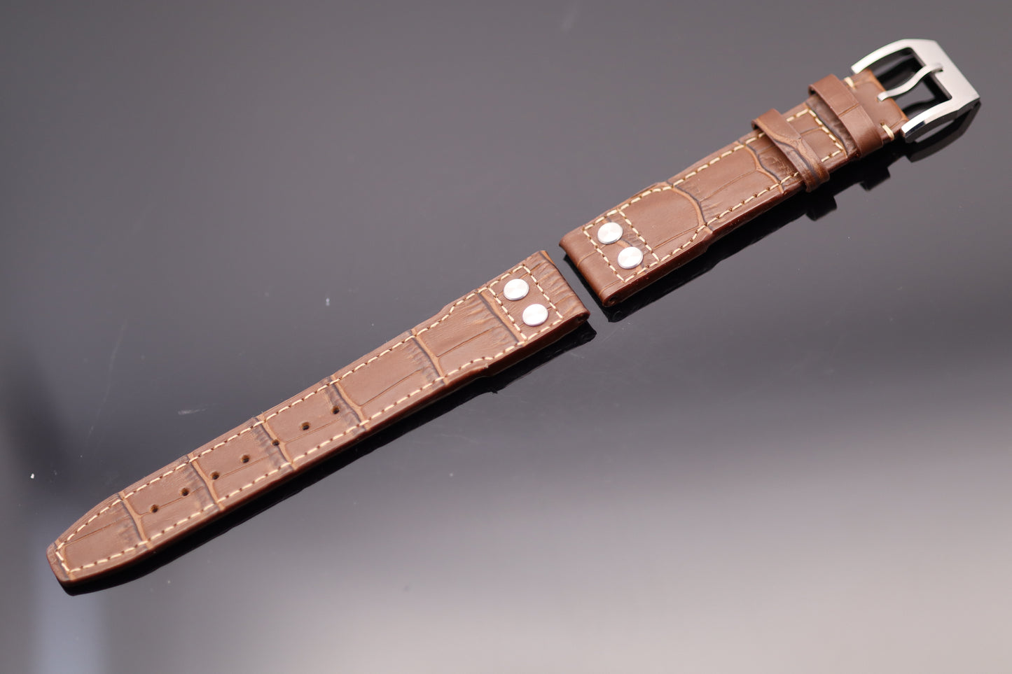 Uhrenarmband - Echtleder - Braun - Fliegerdesign