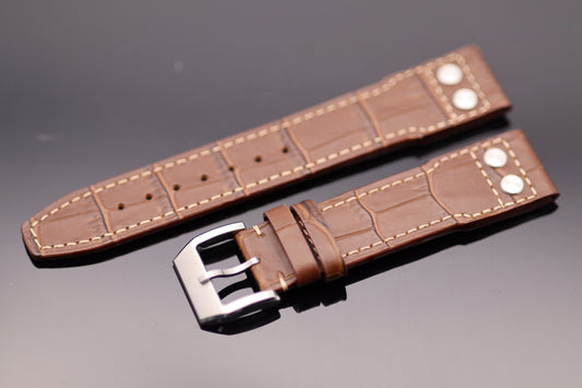 Uhrenarmband - Echtleder - Braun - Fliegerdesign